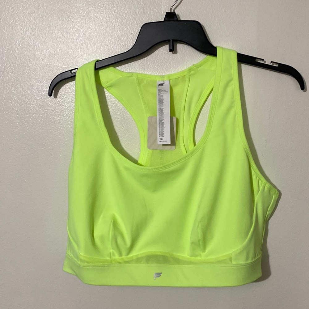 Fabletics 2X Highlighter yellow sports bra
